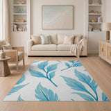 Teal Feather Boho Area Rug