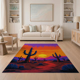 Fiery Cactus Sunset Desert Area Rug