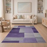 Purple Grey Geometric Block Purple Area Rug