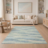 Coastal Beach Blue Teal Coastal Wave Area Rug