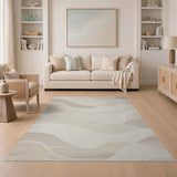 Abstract Area Serene Beige Wave Abstract Area Rug
