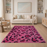 Pink Hot Pink Leopard Print Tufted Area Rug