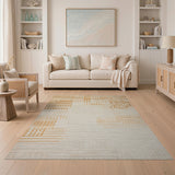 Ivory Terracotta Lattice Geometric Rug