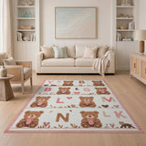 Pink Teddy Bear Alphabet Nursery Rug