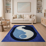 Oval Blue Yin-Yang Area Rug
