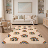 Rainbow House Kids Cartoon Area Rug