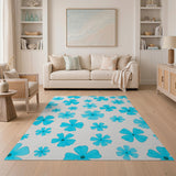 Light Blue Flower Scatter Area Rug