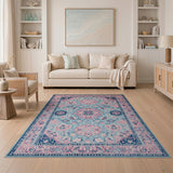 Blue and Teal Teal Pink Persian Area Rug
