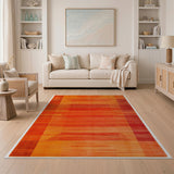 Vibrant Orange Geometric Area Rug
