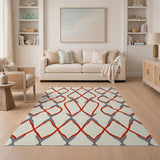 Red Interlocking Diamond Geometric Area Rug