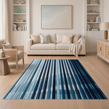 Blue Vertical Stripe Mountain Rug