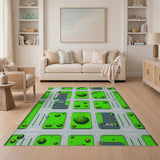 Pixel Art City Block Area Rug