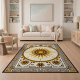 Geometric Modern Gold and Silver Golden Sunburst Geometric Area Rug