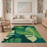 Green Vibrant Monstera Leaf Green Area Rug