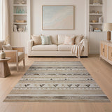 Tan Brown Southwestern Geometric Stripe Rug