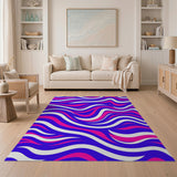 Multi-color and Patterns Vibrant Blue Pink Wavy Abstract Area Rug