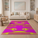 Hot Pink Pixelated Fish Geometric Area Rug