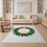 Multi-color and Patterns Festive Holly Berry Wreath Area Rug