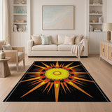 Geometric Modern Radiant Orange Sunburst Geometric Area Rug