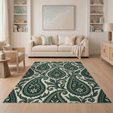 Elegant Green Paisley Area Rug