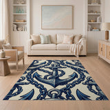 Nautical Anchor Chain Blue Area Rug