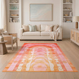 Pink Arched Geometric Area Rug