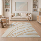 Sweeping Beige Branches Abstract Area Rug