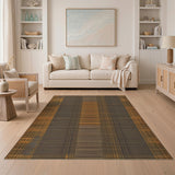 Brown and Tan Brown Tan Woven Stripe Area Rug