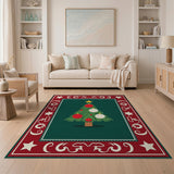 Festive Christmas Tree Area Rug with Ornate Border