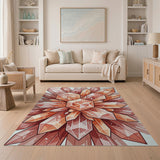 Pink Crystal Cluster Geometric Area Rug