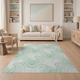 Fluid Mint Green Swirl Abstract Area Rug