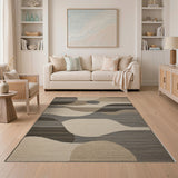 Grey Modern Abstract Grey Geometric Area Rug