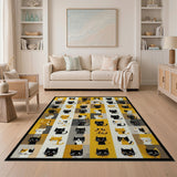 Whimsical Cartoon Cats Patchwork Area Rug