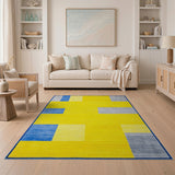 Bold Yellow Blue Gray Geometric Area Rug