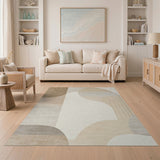 Beige Abstract Geometric Shapes Area Rug