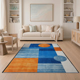 Bold Blue Orange Geometric Abstract Area Rug