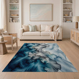 Blue and Teal Fluid Blue Teal Abstract Area Rug