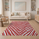 Red Bold Red Chevron Zigzag Area Rug
