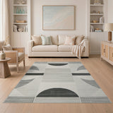 Modern Geometric Arch Black White Area Rug