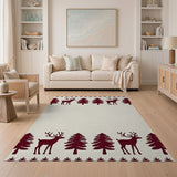 Festive Reindeer Fir Tree Silhouette Area Rug