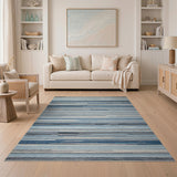 Blue and Teal Modern Blue Grey Striped Area Rug
