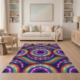 Neon Rainbow Orbit Area Rug