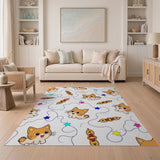 Playful Cartoon Orange Cats Stars Rug