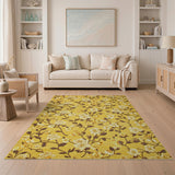 Golden Yellow Cream Magnolia Floral Rug