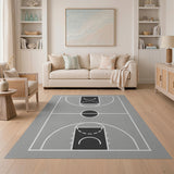 Basketball Court Line Art Area Rug