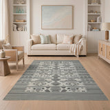 Black White Geometric Heritage Tribal Rug