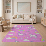 Magical Unicorn Rainbow Pink Kids Rug