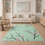 Mint Green Cherry Blossom Area Rug
