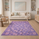 Purple Rose Blossom Floral Area Rug