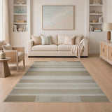 Beige Striped Woven Geometric Area Rug